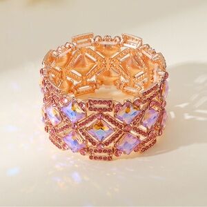 Elegant Pink and Gold Crystal Bracelet